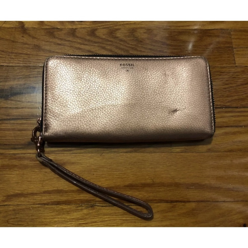 Fossil leather wallet checkbook clutch card holder - Picture 1 of 8